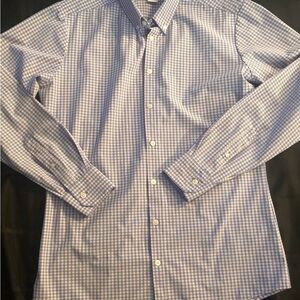 Mizzen+Main Shirt Men’s Medium Trim Fit Blue Gingham Performance Stretch
